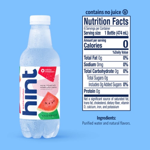 Hint® Watermelon Flavored Bottled Water Perspective: left