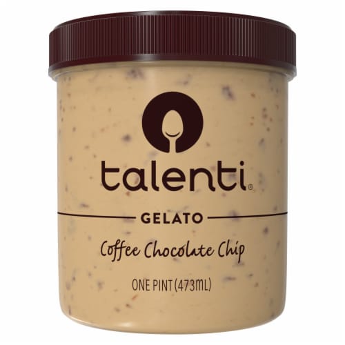 Talenti Italian Espresso With Chocolate & Mocha Flavors Coffee Chocolate Chip Gelato Pint Perspective: left