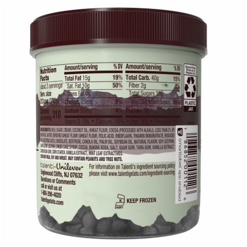 Talenti Layers Mint Fudge Cookie Gelato Pint Perspective: left
