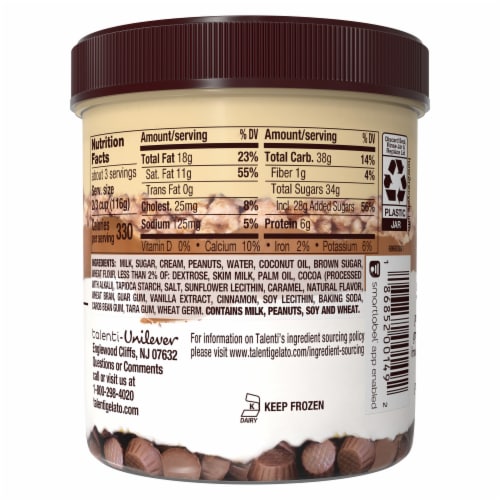 Talenti Layers Peanut Butter Crunch Graham Brown Sugar Vanilla Gelato Pint Perspective: left