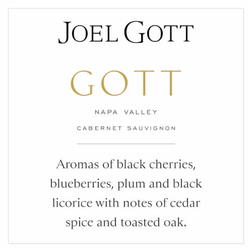 Gott Reserve Cabernet Sauvignon California Red Wine Perspective: left