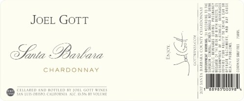 Joel Gott Santa Barbara Chardonnay White Wine Perspective: left