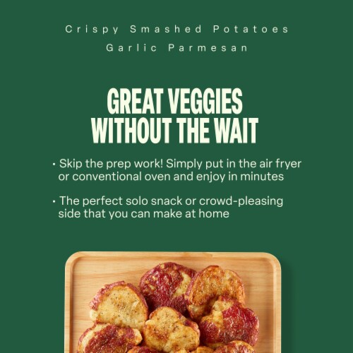 Green Giant Smashed Crispy Garlic Parmesan Potatoes Perspective: left