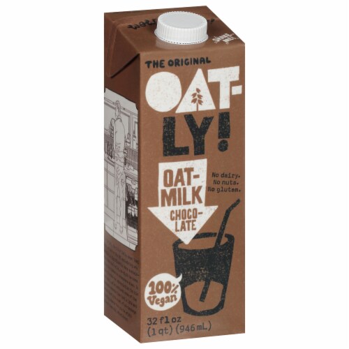 Oatly Dairy-Free Shelf Stable Chocolate Oat Milk Perspective: left