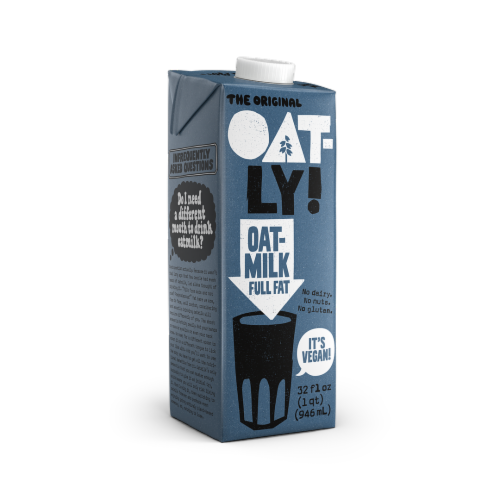 Oatly Full Fat Oat Milk Perspective: left