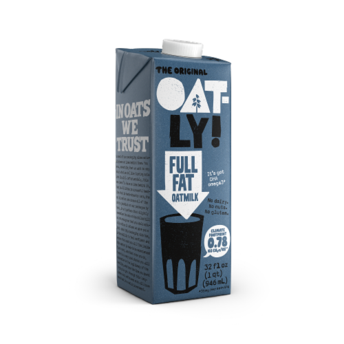 Oatly Full Fat Dairy-Free Shelf-Stable Original Oat Milk Perspective: left