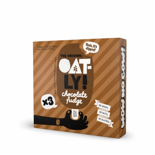 Oatly Chocolate Fudge Dairy Free Frozen Bar Perspective: left