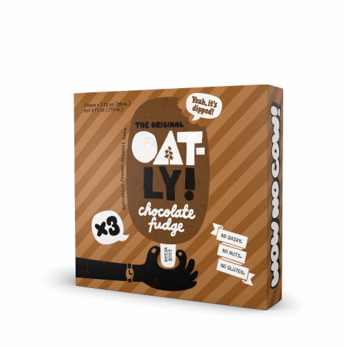 Oatly Chocolate Fudge Dairy Free Frozen Bar Perspective: left