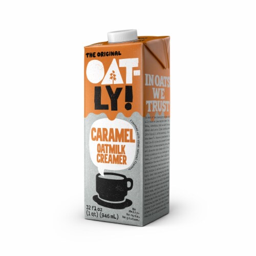 Oatly Dairy-Free Caramel Oatmilk Coffee Creamer Perspective: left
