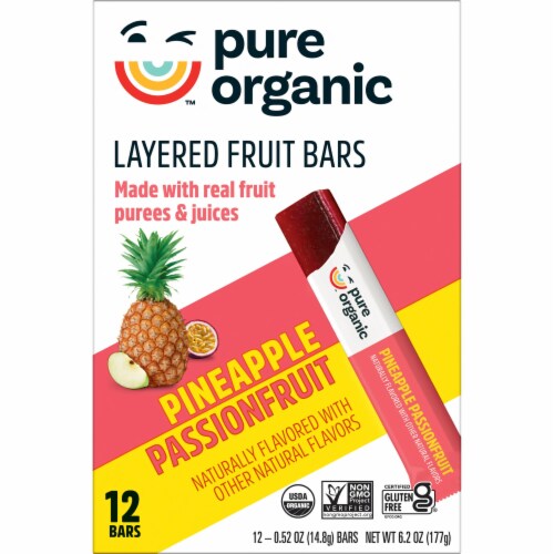 Pure Organic Pineapple Passionfruit Fruit Bars Perspective: left