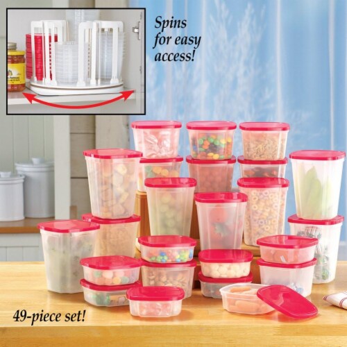 Spin and Store Food Storage (8 oz, 16 oz and 24 oz, 24 Lids) Perspective: left