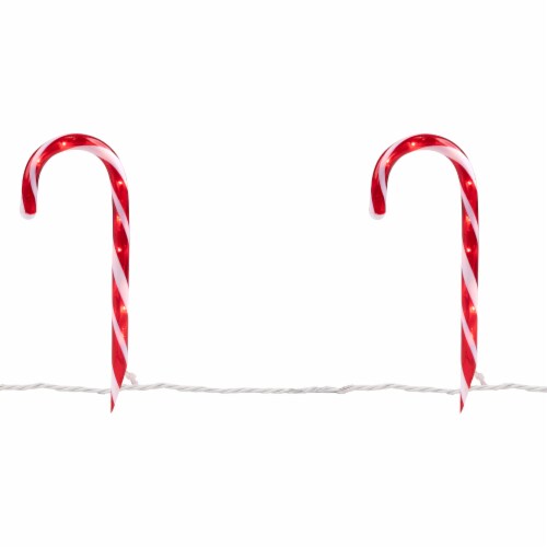 Northlight Lighted Candy Cane Outdoor Christmas Pathway Markers - 13.5' White Wire - Set of Perspective: left