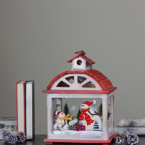Northlight 32618601 14.5 in. Snowman Metal & X-Mas Candle Lantern Perspective: left
