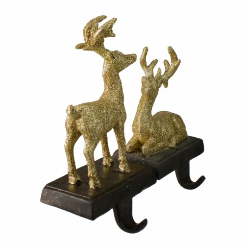 Northlight Set of 2 Gold Reindeer Glittered Christmas Stocking Holders 8.5 Perspective: left