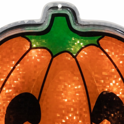 Northlight 13.5 Lighted Orange Jack O' Lantern Halloween Window Silhouette Perspective: left