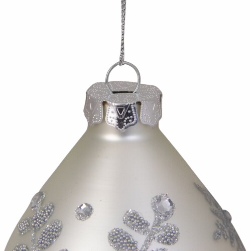 Northlight Matte Silver Glittery Snowflake Glass Finial Christmas Ornament 6 