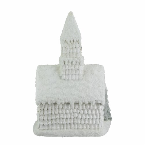 Northlight 20.25  LED Lighted White Glittered Church Christmas Decoration Perspective: left