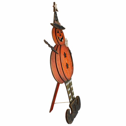 Northlight 28 Happy Jack O' Lantern in Witch Hat Figure Halloween Decoration Perspective: left