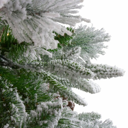 Northlight Real Touch™️ Medium Flocked Rosemary Emerald Angel Pine Artificial Christmas Tree Perspective: left