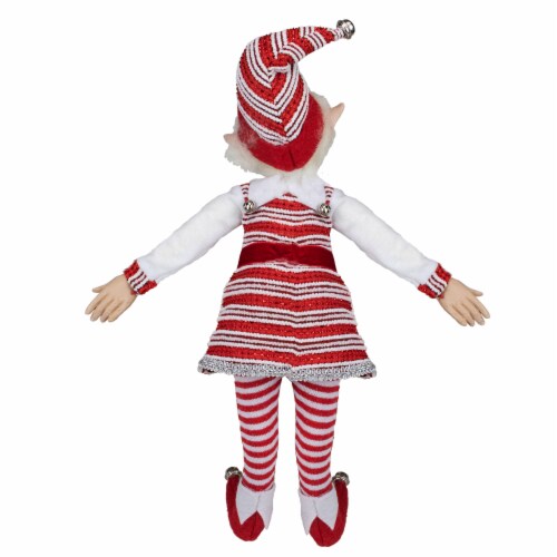 Select Artificials 20 Red and White Peppermint Striped Elf with Jingle Bells Perspective: left