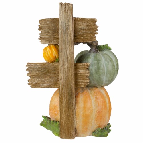 Northlight 12.5 Orange and Green Pumpkin Happy Thanksgiving Table Top Sign Perspective: left