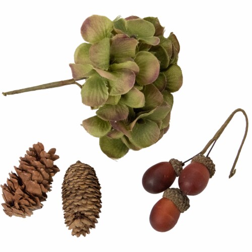 Northlight Set of 10 Pumpkin, Pine Cone, Berry and Leaves Fall Harvest Decor Set Perspective: left