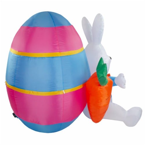 Northlight 4' Inflatable Lighted Easter Bunny with Carrots Outdoor Decoration Perspective: left