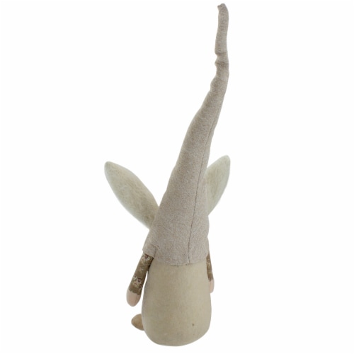 Northlight 20 Beige Floral Standing Easter and Spring Gnome Figure with Bunny Ears Perspective: left