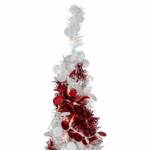 Northlight 6' Pre-Lit Candy Cane Pop-Up Artificial Christmas Tree, Clear Lights Perspective: left
