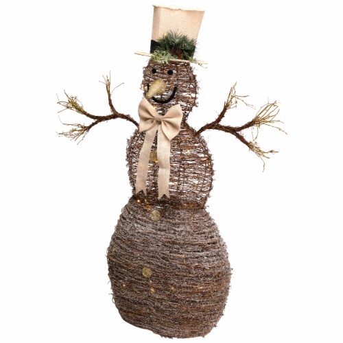 Northlight LED Lighted Rustic Rattan Snowman Outdoor Christmas 