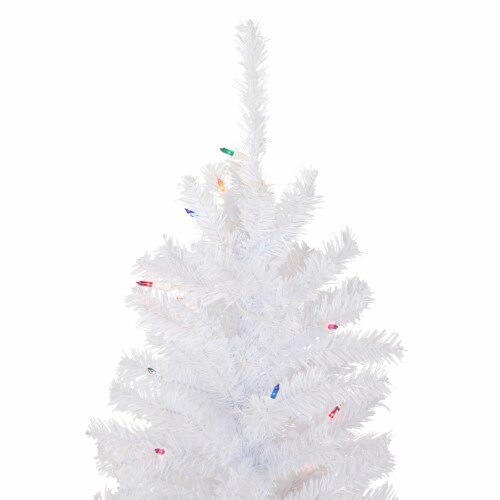Northlight 4' Pre-Lit Woodbury White Pine Slim Artificial Christmas Tree, Multi Lights Perspective: left