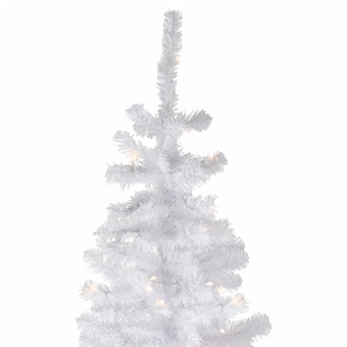 Northlight 7.5' Pre-Lit White Georgian Pine Pencil Artificial Christmas Tree, Warm White LED Perspective: left