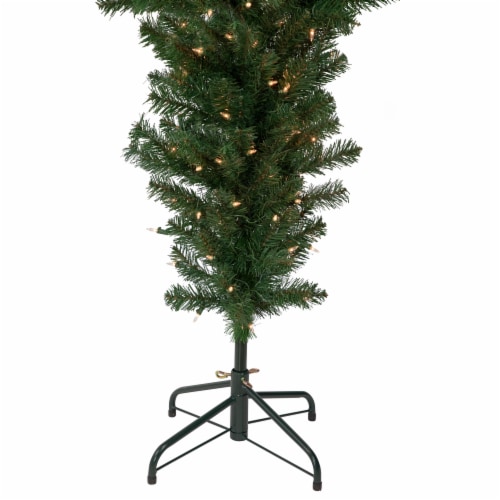 Northlight 7.5' Pre-Lit Green Upside Down Spruce Artificial Christmas Tree, Clear Lights Perspective: left