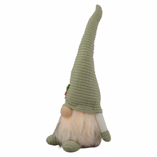 Northlight 12.25 Lighted Green Spring Gnome with Flower Hat Perspective: left