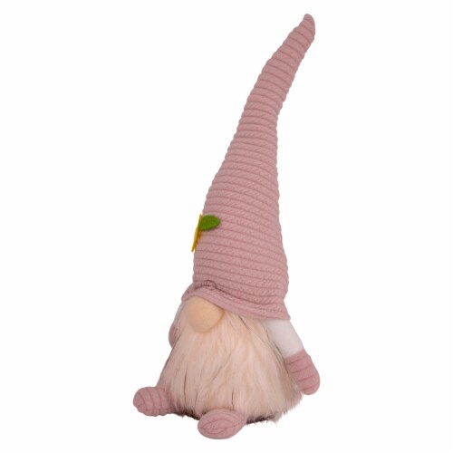 Northlight 12.25 Lighted Pink Spring Gnome with Flower Hat Perspective: left
