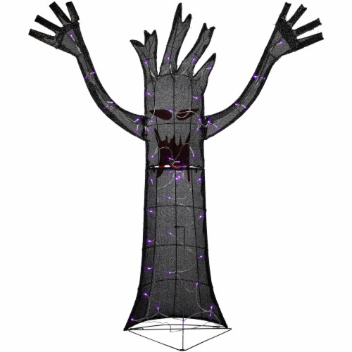 Northlight 55 LED Lighted Black Terrifying Tree Outdoor Halloween Decoration, Purple Lights Perspective: left