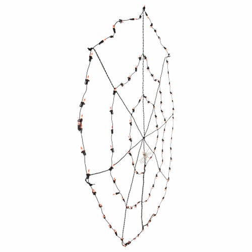 Northlight 5' Lighted Orange and Black Spider in Web Halloween Decoration, Black Wire Perspective: left