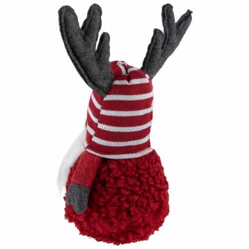 Northlight 12  Red and White Gnome with Antlers Christmas Decoration Perspective: left