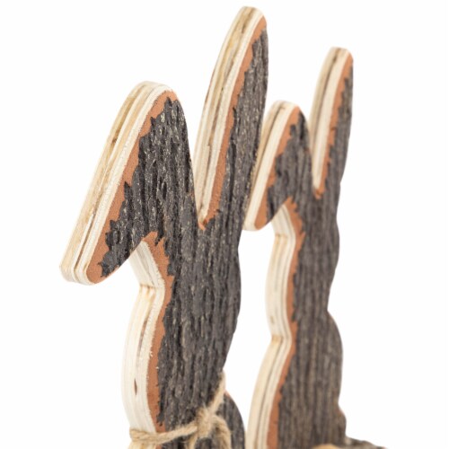 Northlight Rabbit Trio Wooden Tree Bark Easter Decoration - 15.75 Perspective: left