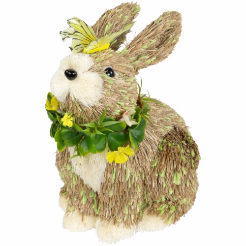 Northlight Easter Bunny with Butterfly Straw Figurine - 8 Perspective: left