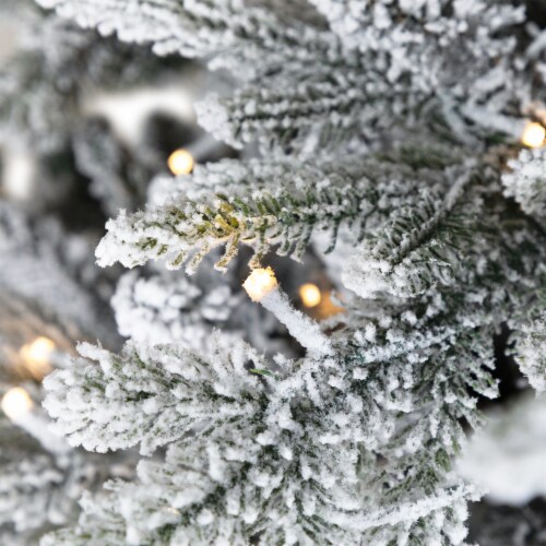 Northlight Real Touch™ Pre-Lit Flocked Grand Teton Pine Artificial Christmas Tree - 7.5' Warm Perspective: left