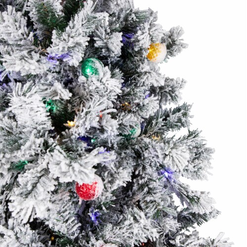 Northlight Pre-Lit Full Flocked Glacier Pine Artificial Christmas Tree - 7.5' Multi LED Perspective: left