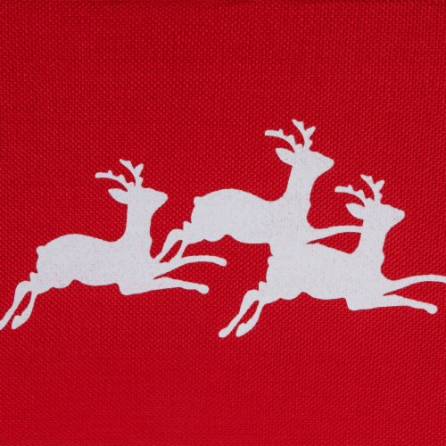 Northlight 26 Red Burlap with Reindeer Hexagonal Christmas Tree Collar Perspective: left