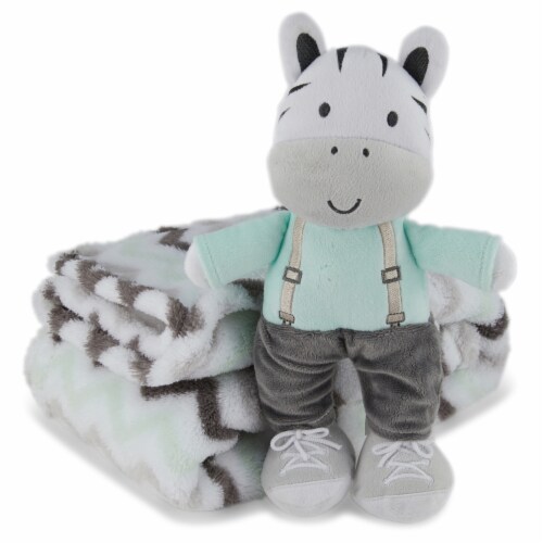 Cutie Pie Zebra Plush Baby Blanket & Buddy Set - Mint Perspective: left