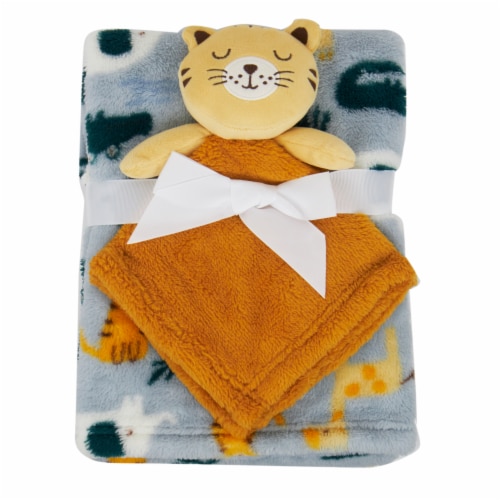 Cutie Pie Tiger Plush Baby Blanket Set Perspective: left