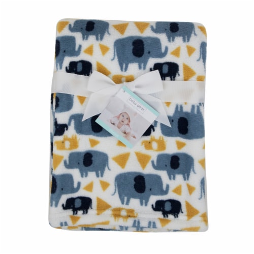 Cutie Pie Elephant Print Plush Baby Blanket Blue 1 ct Fry s