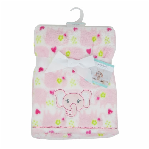 Cutie Pie Elephant Plush Baby Blanket - Pink Perspective: left
