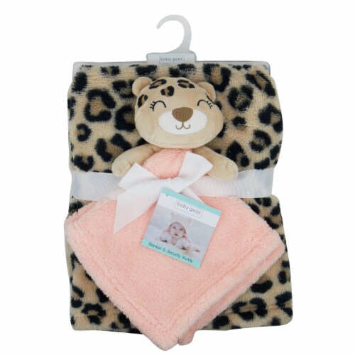Cutie Pie Leopard Plush Baby Blanket Set - Beige Perspective: left
