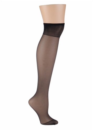 Ellen Tracy® Ladies 4pk Solid Sheer Knee High Socks - Black Perspective: left