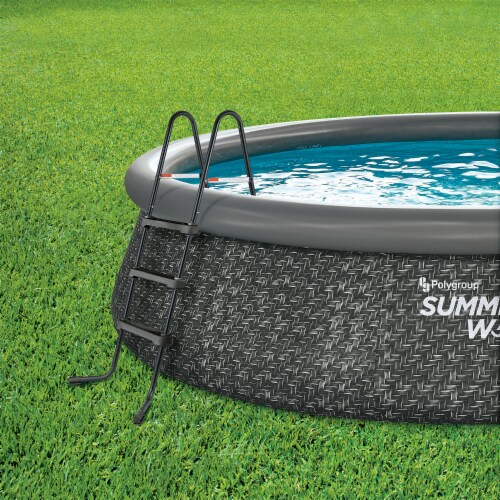 Summer Waves 14 x 3 Ft Quick Set Above Ground Swimming Pool with Pump and Ladder Perspective: left